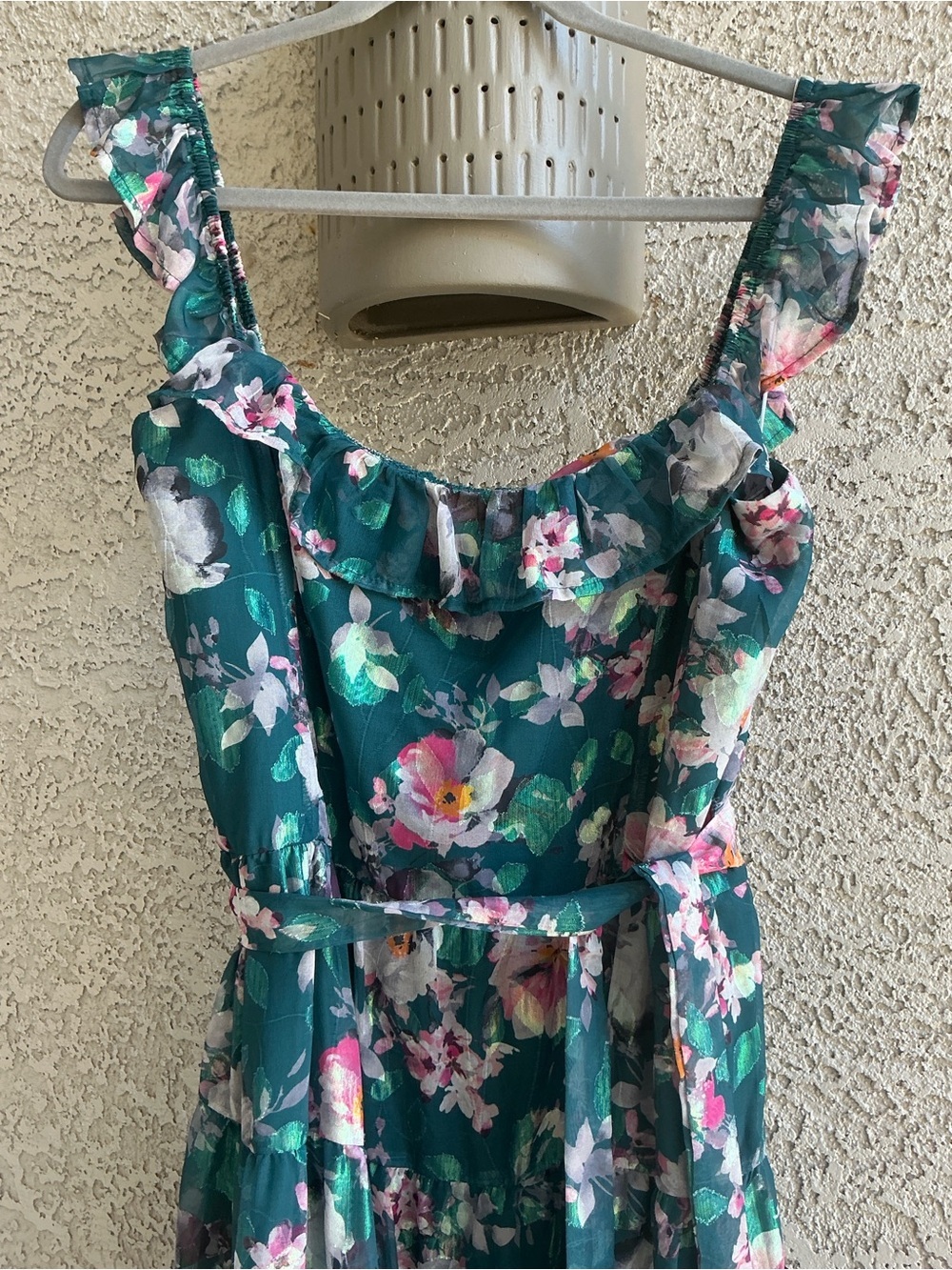 NWT Lulu’s Shela Teal Floral Jacquard Tiered Midi Dress XXL Romantic Gardengirl - Picture 7 of 13